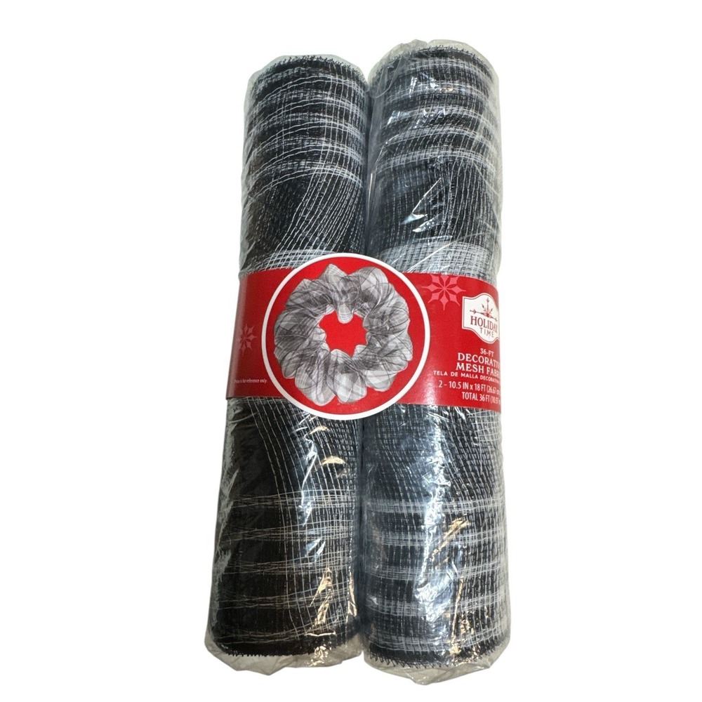 Holiday‎ Time 36 Ft Decorative Mesh Fabric (2-10.5in X 18ft)  Black/White